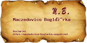 Maczedovics Boglárka névjegykártya